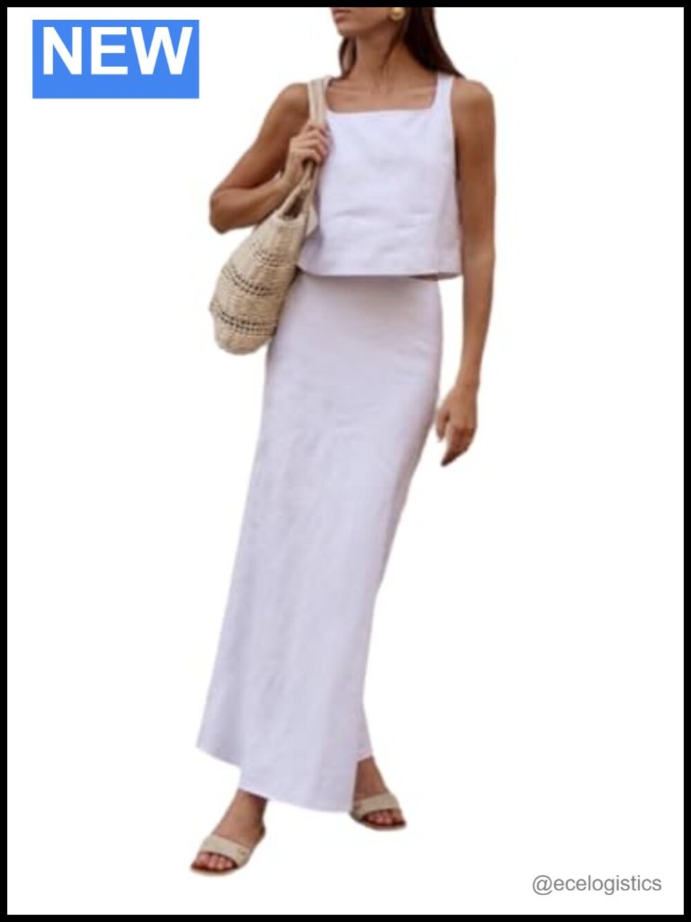 2 Piece Solid Skirt Set Tank Top Maxi Skirt Lounge Summer Outfit